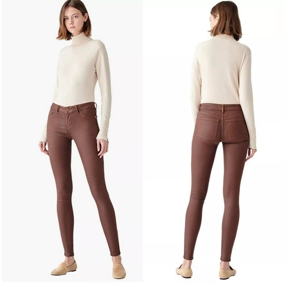 DL1961 jeans ,women’s EMMA SKINNY low rise instasculpt  coated , brown ,size 28 - Picture 1 of 13
